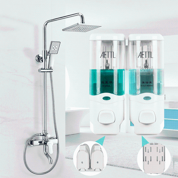 liquid soap dispenser single/double/600ml wall mounted body wash shampoo container bathroom accessories installation fast
liquid soap dispenser single/double/600ml wall mounted body wash shampoo container bathroom accessories installation fast