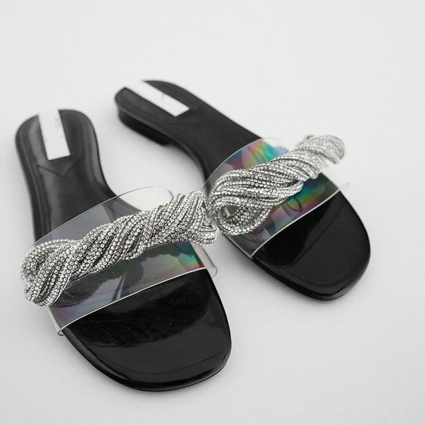 slippers bling rhinestone women's shoes transparent round toe flat low heel outside woman slides female footwear aw0y, Black
slippers bling rhinestone women's shoes transparent round toe flat low heel outside woman slides female footwear aw0y, Black