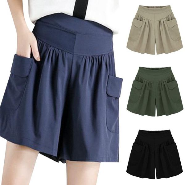 women's shorts large size women big pocket solid color ladies high waisted pants running for, White;black
women's shorts large size women big pocket solid color ladies high waisted pants running for, White;black
