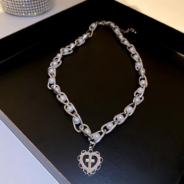 chokers minar korea love heart cross pendant necklace for women faux pearls chunky linked chain necklaces statement accessories, Golden;silver
chokers minar korea love heart cross pendant necklace for women faux pearls chunky linked chain necklaces statement accessories, Golden;silver