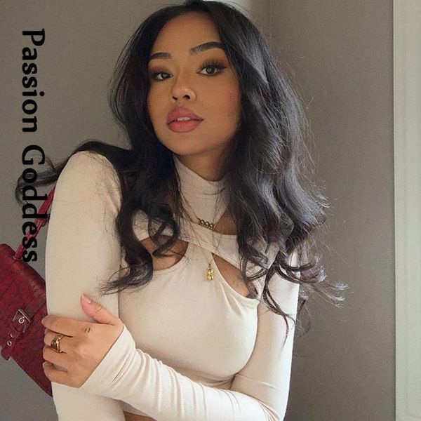 women's t-shirt autumn women elegant cropped shirts long sleeve hollow out bodycon t shirt femme pullovers black off shoulder turtlenec, White 
women's t-shirt autumn women elegant cropped shirts long sleeve hollow out bodycon t shirt femme pullovers black off shoulder turtlenec, White