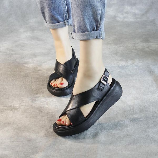 sandals genuine leather thick-soled all-match fashion ethnic platform shoes 2021 first layer handmade for women, Black
sandals genuine leather thick-soled all-match fashion ethnic platform shoes 2021 first layer handmade for women, Black