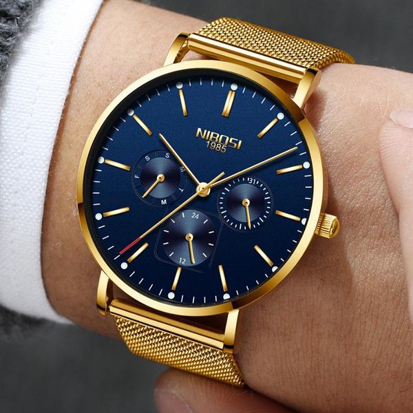 wristwatches nibosi men's quartz wrist watch ultra thin gold mesh belt clock men waterproof watches for sports relogio, Slivery;brown
wristwatches nibosi men's quartz wrist watch ultra thin gold mesh belt clock men waterproof watches for sports relogio, Slivery;brown