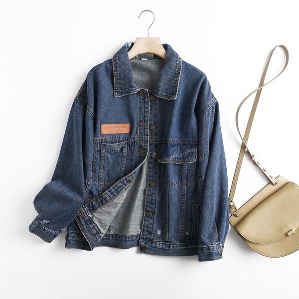 women's jackets 2021 spring and autumn style fashion women pure color denim jacket with lapel letter label, Black;brown
women's jackets 2021 spring and autumn style fashion women pure color denim jacket with lapel letter label, Black;brown