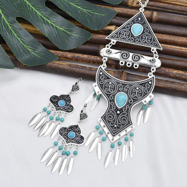 earrings & necklace bohemian trendy metal colorful stone necklaces retro ethnic style sets for women family party jewelry gift, Silver
earrings & necklace bohemian trendy metal colorful stone necklaces retro ethnic style sets for women family party jewelry gift, Silver