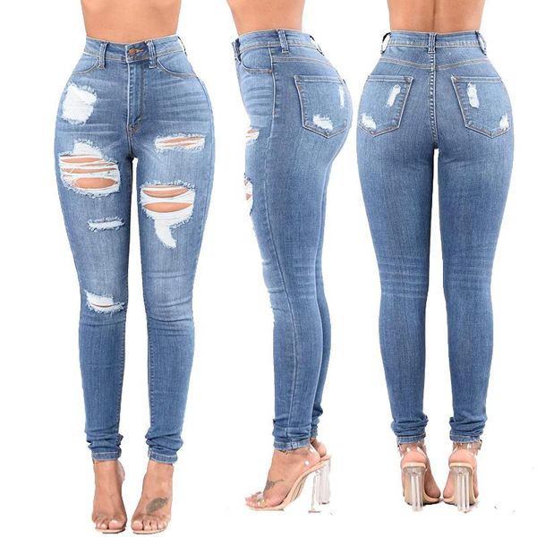 women's jeans european and american fashion personality all-match washable hole stretch high waist leggings mother, Blue
women's jeans european and american fashion personality all-match washable hole stretch high waist leggings mother, Blue