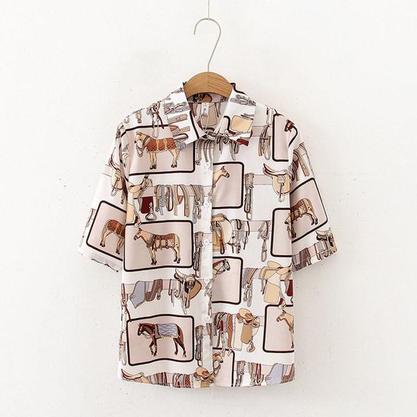 women's blouses & shirts women print short sleeve retro summer blouse harajuku streetwear, White
women's blouses & shirts women print short sleeve retro summer blouse harajuku streetwear, White
