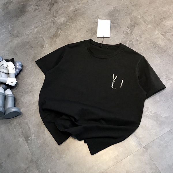 couple's short sleeve 2021 summer new well front back drill big pearl letter loose men's and women's t-shirt, White;black
couple's short sleeve 2021 summer new well front back drill big pearl letter loose men's and women's t-shirt, White;black