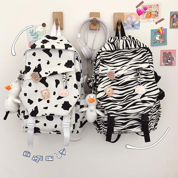 cute fashion cows pattern zebra backpacks badge school book bags women 2021 trendy canvas for teenage harajuku student print
cute fashion cows pattern zebra backpacks badge school book bags women 2021 trendy canvas for teenage harajuku student print