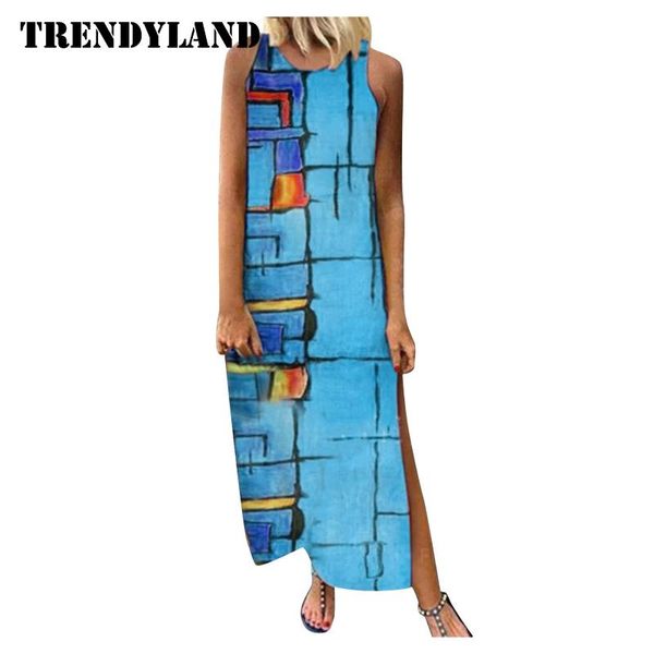 trendying dresses women fashion sleeveless deep round neck side slit print high waist dress bohemian style designer wear casual, Black;gray
trendying dresses women fashion sleeveless deep round neck side slit print high waist dress bohemian style designer wear casual, Black;gray