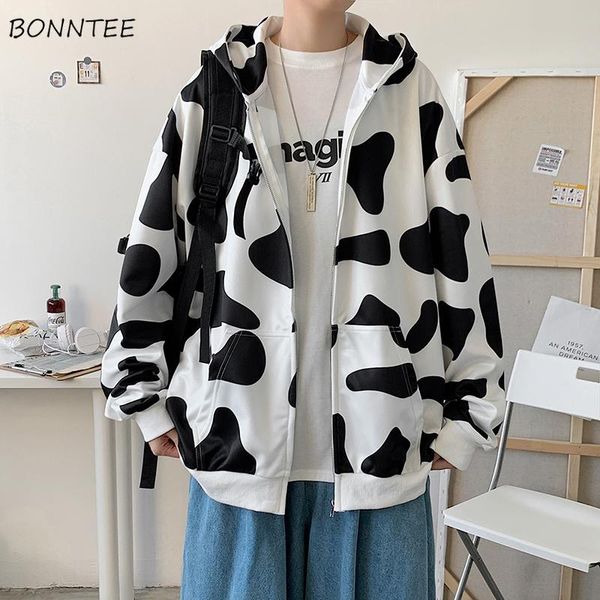 men's hoodies & sweatshirts with hat men milk cow pattern printed cute zipper loose hip hop bf casual harajuku autumn all-match males, Black
men's hoodies & sweatshirts with hat men milk cow pattern printed cute zipper loose hip hop bf casual harajuku autumn all-match males, Black