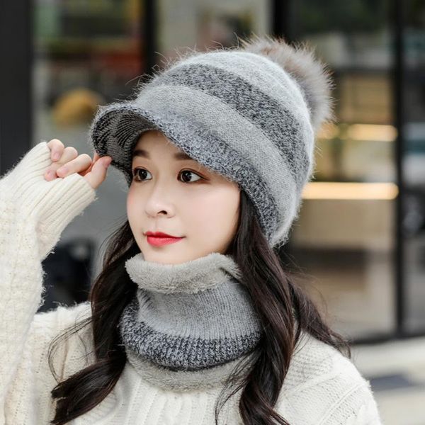 beanie/skull caps 2 pcs fur knitted beanie scarf set for woman girl curve brim patchwork pompoms winter cap korean japan style outdoo, Blue;gray
beanie/skull caps 2 pcs fur knitted beanie scarf set for woman girl curve brim patchwork pompoms winter cap korean japan style outdoo, Blue;gray