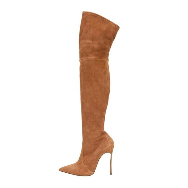 boots caramel suede over the knee pointy toe zipper winter long stretch fabric metal heels tight high plus size 43, Black
boots caramel suede over the knee pointy toe zipper winter long stretch fabric metal heels tight high plus size 43, Black