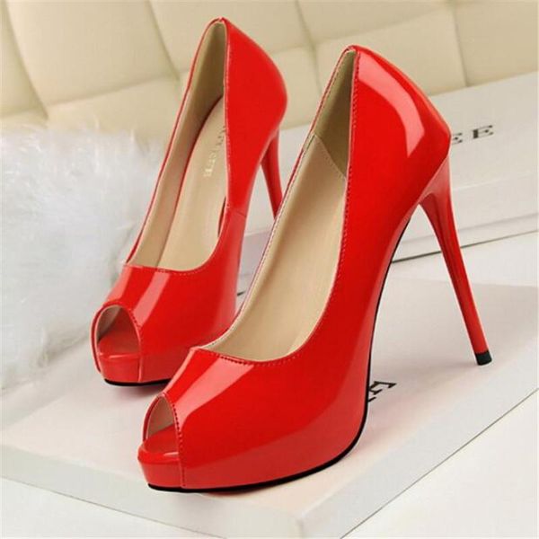 fashion simple ultra high heel waterproof platform patent leather thin nightclub fish mouth single shoes heels sandals, Black
fashion simple ultra high heel waterproof platform patent leather thin nightclub fish mouth single shoes heels sandals, Black