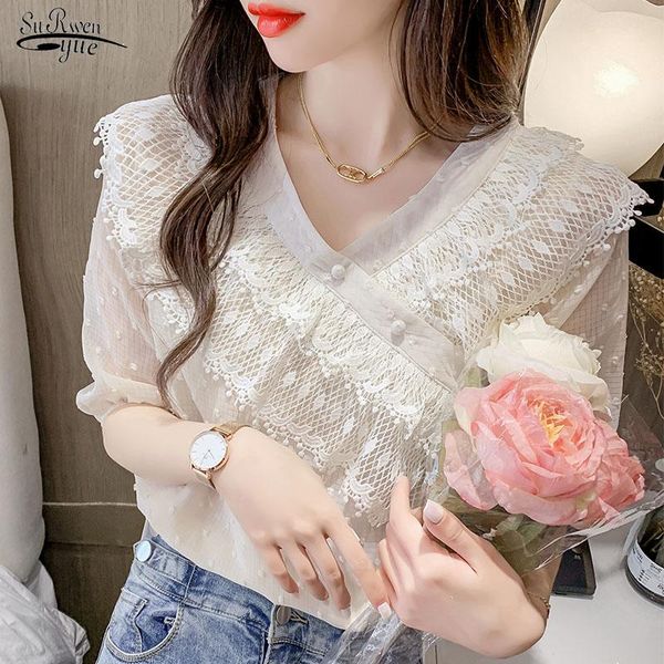 women's blouses & shirts 2021 summer french retro women blouse v-neck lace polka dot bubble short sleeve ruffle slim jacquard chiffon, White
women's blouses & shirts 2021 summer french retro women blouse v-neck lace polka dot bubble short sleeve ruffle slim jacquard chiffon, White