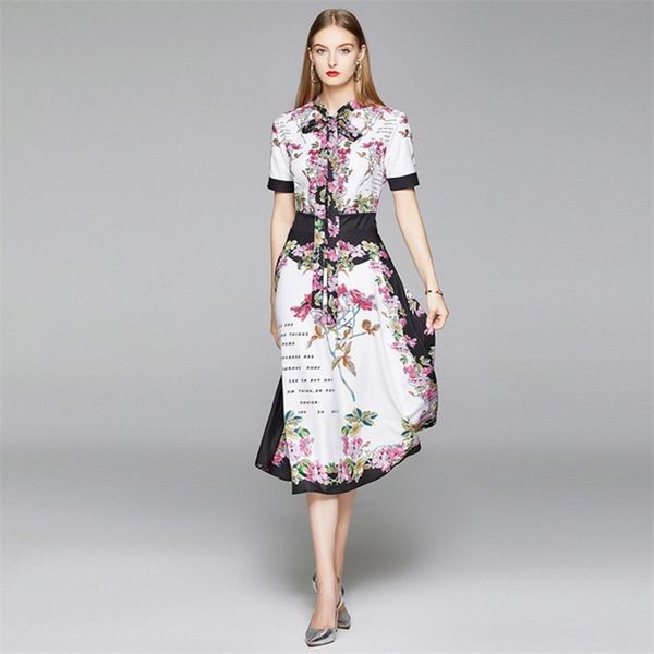fashion runway summer midi dress women short sleeve bow collar floral chain print vintage dress female holiday a-line dress 210514, Black;gray
fashion runway summer midi dress women short sleeve bow collar floral chain print vintage dress female holiday a-line dress 210514, Black;gray