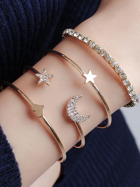 bangle simple metal diamond ladies bracelet four-piece set bohemian star moon woman 2021 trend jewelry, Black
bangle simple metal diamond ladies bracelet four-piece set bohemian star moon woman 2021 trend jewelry, Black