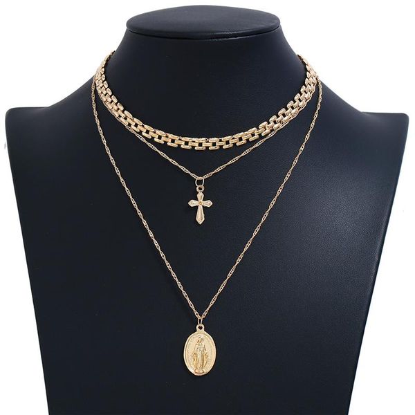 pendant necklaces vintage cross monn coin necklace virgin mary metal ball choker wave chain multi layer chian jewelry for women gift, Silver
pendant necklaces vintage cross monn coin necklace virgin mary metal ball choker wave chain multi layer chian jewelry for women gift, Silver
