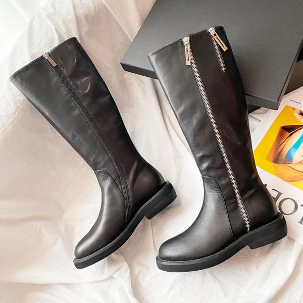 boots winter women round toe shoes zip genuine leather knee-high for woman fashion, Black
boots winter women round toe shoes zip genuine leather knee-high for woman fashion, Black