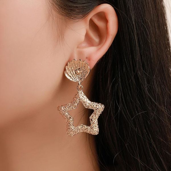 europe polish hollow star stud earrings alloy shell five pointed pentacle ear drop for women party beach gold earring dangle jewelry accesso, Golden;silver
europe polish hollow star stud earrings alloy shell five pointed pentacle ear drop for women party beach gold earring dangle jewelry accesso, Golden;silver