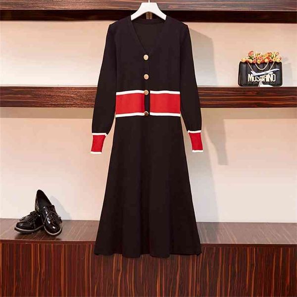 autumn winter knitted sweater dress women korean style v-neck long sleeve casual midi party elegant ladies vestidos 210514, Black;gray
autumn winter knitted sweater dress women korean style v-neck long sleeve casual midi party elegant ladies vestidos 210514, Black;gray
