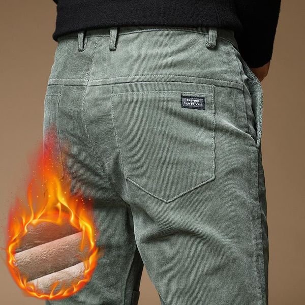 men's pants autumn winter elastic fashion thick corduroy men business loose straight midlife jogger trousers male plus size 42, Black 
men's pants autumn winter elastic fashion thick corduroy men business loose straight midlife jogger trousers male plus size 42, Black
