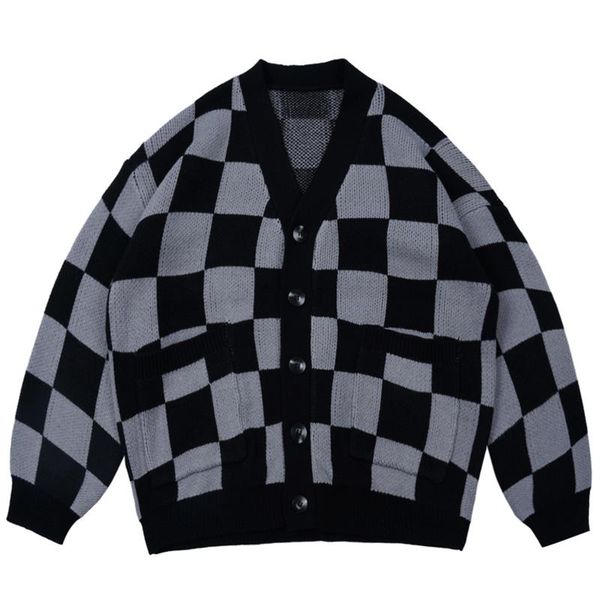 men's sweaters mens harajuku plaid cardigan winter oversized couple knitwear male casual loose vintage 90s outwear, White;black
men's sweaters mens harajuku plaid cardigan winter oversized couple knitwear male casual loose vintage 90s outwear, White;black