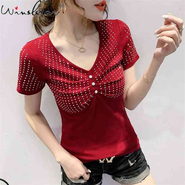 summer korean style t-shirt fashion shiny diamonds women short sleeve back bottoming shirt slim tees t14425a 210421, Black;gray
summer korean style t-shirt fashion shiny diamonds women short sleeve back bottoming shirt slim tees t14425a 210421, Black;gray