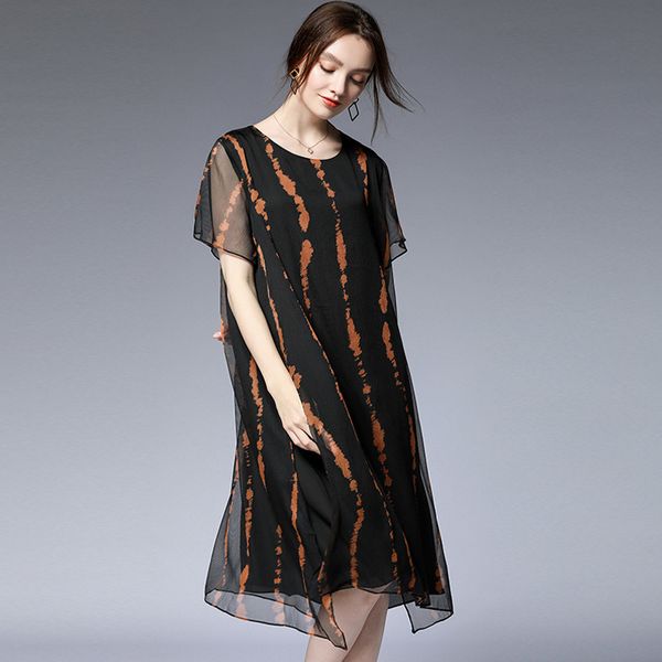 big yards dresses large women's summer 200 jin fat sister light ripe thin striped chiffon 7370
big yards dresses large women's summer 200 jin fat sister light ripe thin striped chiffon 7370