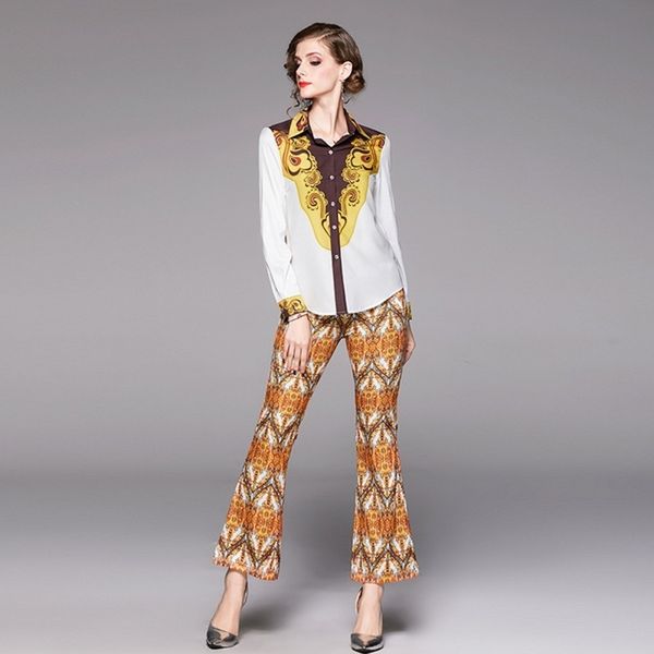 autumn runway suit set women's long sleeve printed blouses shirts + vintage pocket flared trousers fashion 2 piece pants sets 210514, White
autumn runway suit set women's long sleeve printed blouses shirts + vintage pocket flared trousers fashion 2 piece pants sets 210514, White
