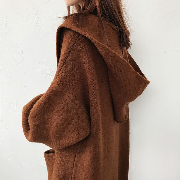 women's jackets size big ladies cardigan sweater with hood solid color lantern casual loose sleeves all-match jacket, Black;brown
women's jackets size big ladies cardigan sweater with hood solid color lantern casual loose sleeves all-match jacket, Black;brown