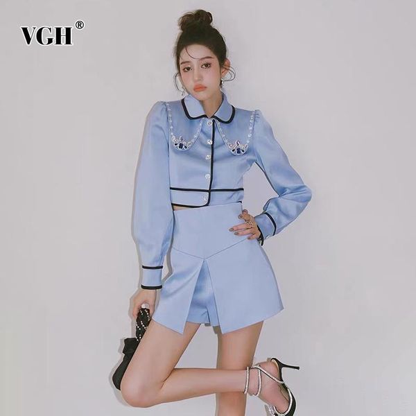 women's tracksuits vgh blue patchwork diamonds two piece set women lapel long sleeve short coat high waist shorts sets female 2021 fash, Gray
women's tracksuits vgh blue patchwork diamonds two piece set women lapel long sleeve short coat high waist shorts sets female 2021 fash, Gray
