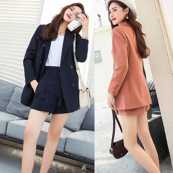 two piece dress suit solid color double-breasted loose long-sleeved office ladies jacket shorts simple 2 sets womens outfits, White
two piece dress suit solid color double-breasted loose long-sleeved office ladies jacket shorts simple 2 sets womens outfits, White