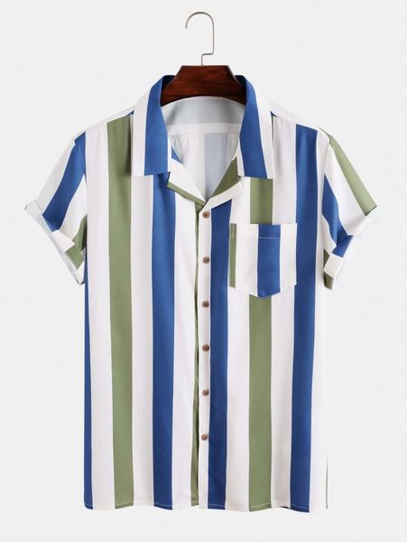 men block striped print shirt 59by#, White;black