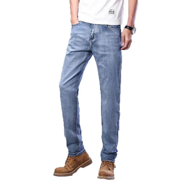 men's jeans 2021 spring summer stretch straight fit denim pants brand style trousers mens wear, Blue
men's jeans 2021 spring summer stretch straight fit denim pants brand style trousers mens wear, Blue