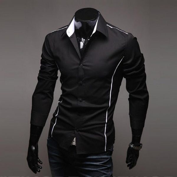 men luxury stylish shirts casual designer edge piping long sleeve dress shirt muscle 3 colors men's, White;black
men luxury stylish shirts casual designer edge piping long sleeve dress shirt muscle 3 colors men's, White;black