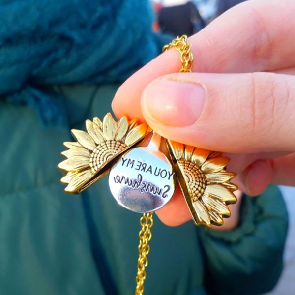 you are my sunshine open locket sunflower pendant necklace boho jewelry friendship gifts bff letter collier, Silver
you are my sunshine open locket sunflower pendant necklace boho jewelry friendship gifts bff letter collier, Silver