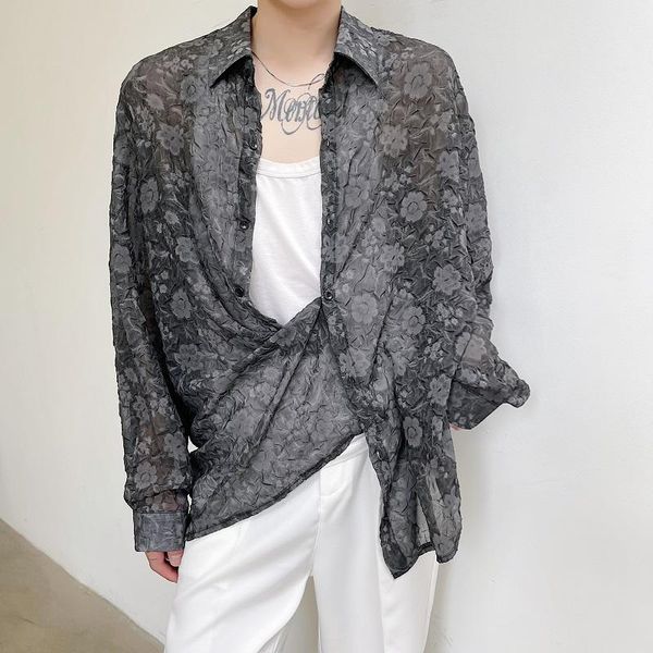 men's casual shirts thin flower fashion printed men streetwear korean loose long-sleeved mens hawaiian, White;black
men's casual shirts thin flower fashion printed men streetwear korean loose long-sleeved mens hawaiian, White;black