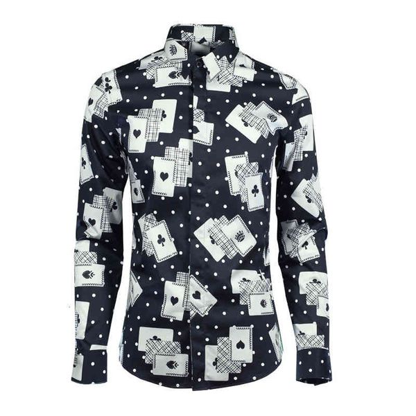 tee polo shirt 100% cotton luxury fashion playing cards printed men long sleeve trend mens shirts casual slim fit, White;black
tee polo shirt 100% cotton luxury fashion playing cards printed men long sleeve trend mens shirts casual slim fit, White;black