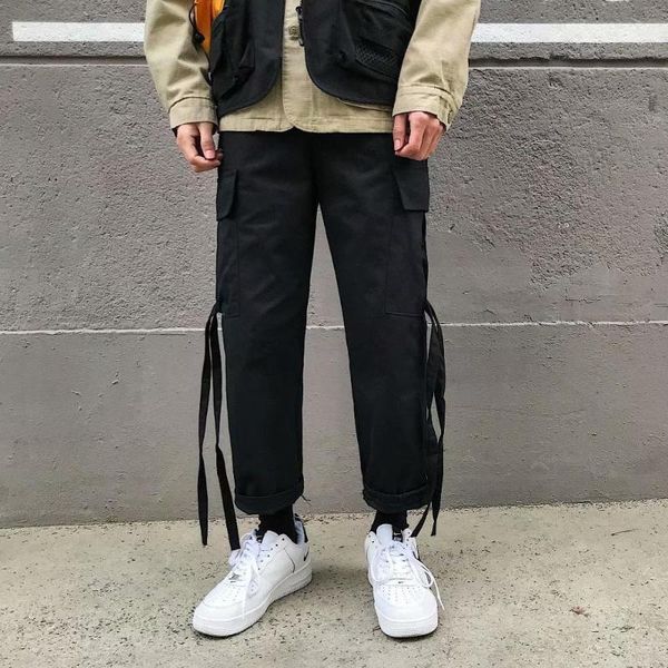 men streetwear ribbons cargo pants 2021 mens overalls hip hop sweatpants male baggy fashoins red joggers track men's, Black
men streetwear ribbons cargo pants 2021 mens overalls hip hop sweatpants male baggy fashoins red joggers track men's, Black