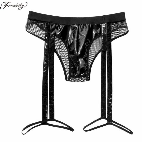 underpants patent leather men briefs lingerie breathable see-through fishnet elastic waistband panties garters underwea, Black;white
underpants patent leather men briefs lingerie breathable see-through fishnet elastic waistband panties garters underwea, Black;white