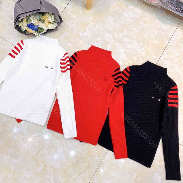 latest design women wool knit sweater bottoming shirt miu brand letter logo round neck pullover striped sweaters coat winter womens casual h, White;black
latest design women wool knit sweater bottoming shirt miu brand letter logo round neck pullover striped sweaters coat winter womens casual h, White;black