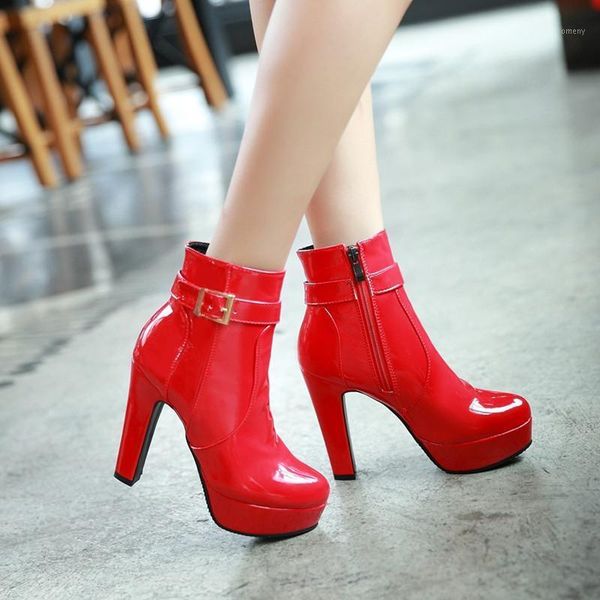 boots ultra high heels women gothic platform shiny patent leather buckle strap booties shoes woman fall winter goth shoe 431, Black
boots ultra high heels women gothic platform shiny patent leather buckle strap booties shoes woman fall winter goth shoe 431, Black