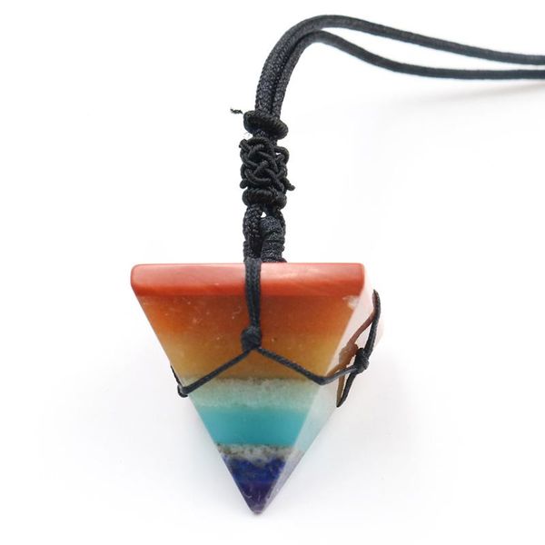 pendant necklaces handmade weave rope chain layer colorful pyramid stone necklace healing chakra jewelry, Silver
pendant necklaces handmade weave rope chain layer colorful pyramid stone necklace healing chakra jewelry, Silver