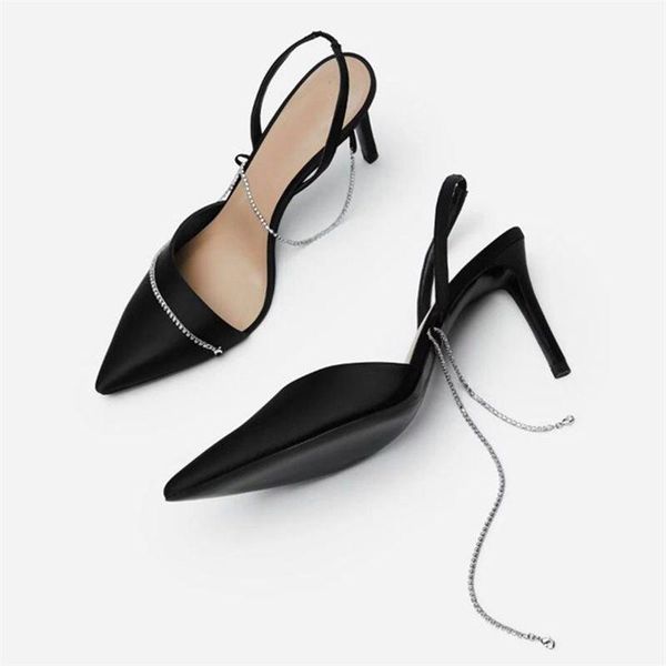 dress shoes teahoo summer women sandals fashion metal chain high heels pointed fine heel back strap party for wedding/dress, Black
dress shoes teahoo summer women sandals fashion metal chain high heels pointed fine heel back strap party for wedding/dress, Black