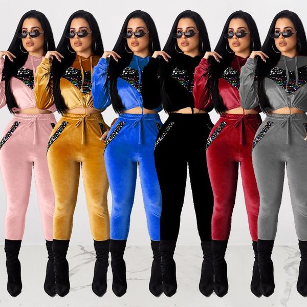 two piece dress autumn winter women set full sleeve tracksuit sequined drawstring hoodies pants suit night club sporty outfits, White
two piece dress autumn winter women set full sleeve tracksuit sequined drawstring hoodies pants suit night club sporty outfits, White