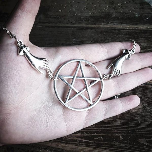 pendant necklaces fashion pentagram witch hand satanic symbol necklace amulet jewelry party gift for women men gothic wiccan, Silver
pendant necklaces fashion pentagram witch hand satanic symbol necklace amulet jewelry party gift for women men gothic wiccan, Silver