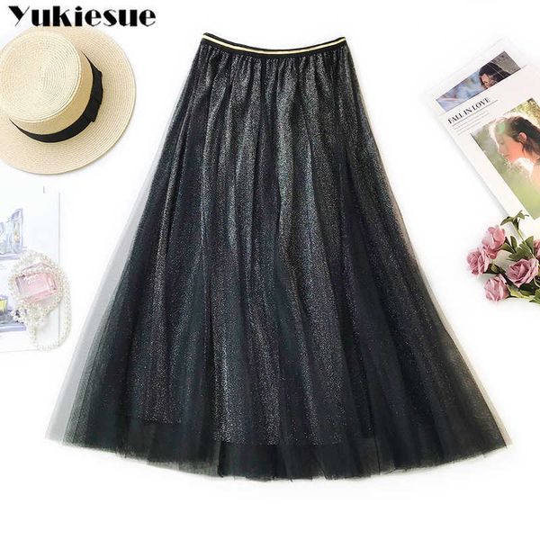 long tulle skirts women high waist women's woman fashion bling womens jupe femme pleated maxi 210608, Black
long tulle skirts women high waist women's woman fashion bling womens jupe femme pleated maxi 210608, Black
