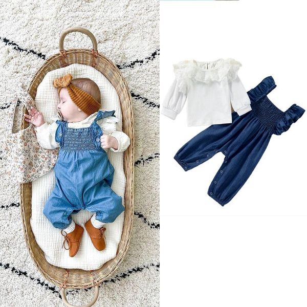 clothing sets 0-3y princess baby girls autumn clothes 2pcs lace ruffles long sleeve t shirts denim overalls pants tracksuit children, White
clothing sets 0-3y princess baby girls autumn clothes 2pcs lace ruffles long sleeve t shirts denim overalls pants tracksuit children, White
