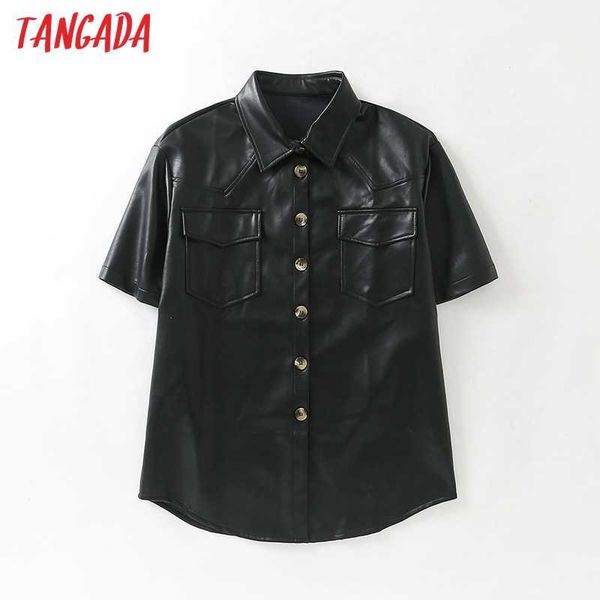tangada women black faux leather spring jacket coat short sleeve loose oversize boy friend coat 6l6 210609, Black;brown
tangada women black faux leather spring jacket coat short sleeve loose oversize boy friend coat 6l6 210609, Black;brown